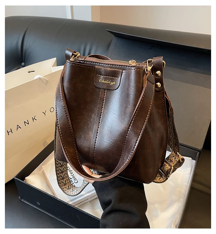 Bucket Leather Faux Bag