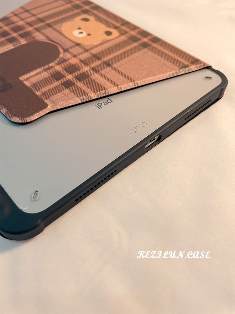 iPad Case Plaid Bear