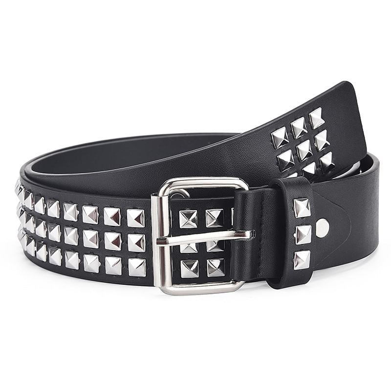 Faux Leather Studded Belt