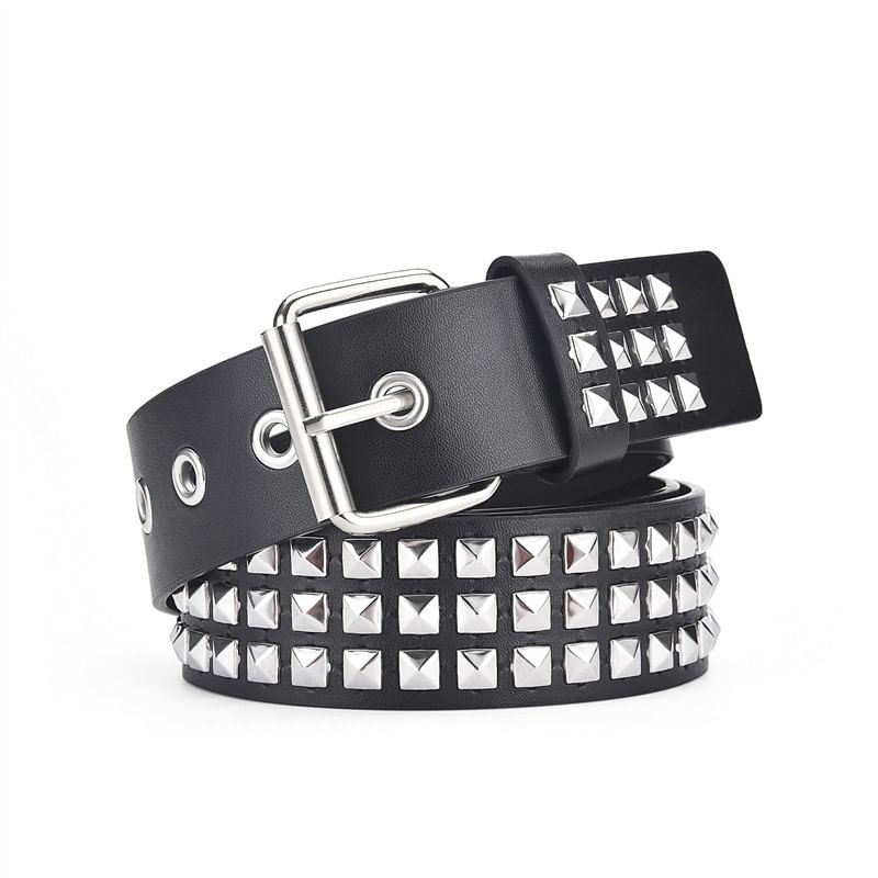 Faux Leather Studded Belt