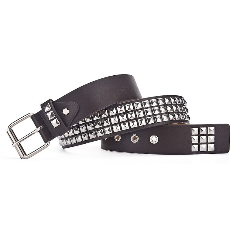 Faux Leather Studded Belt