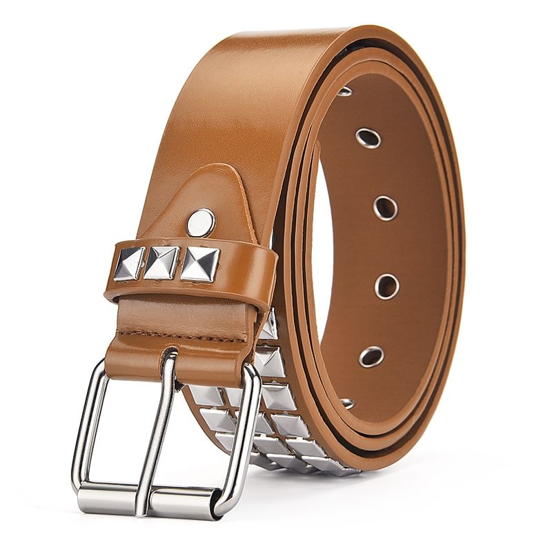 Faux Leather Studded Belt