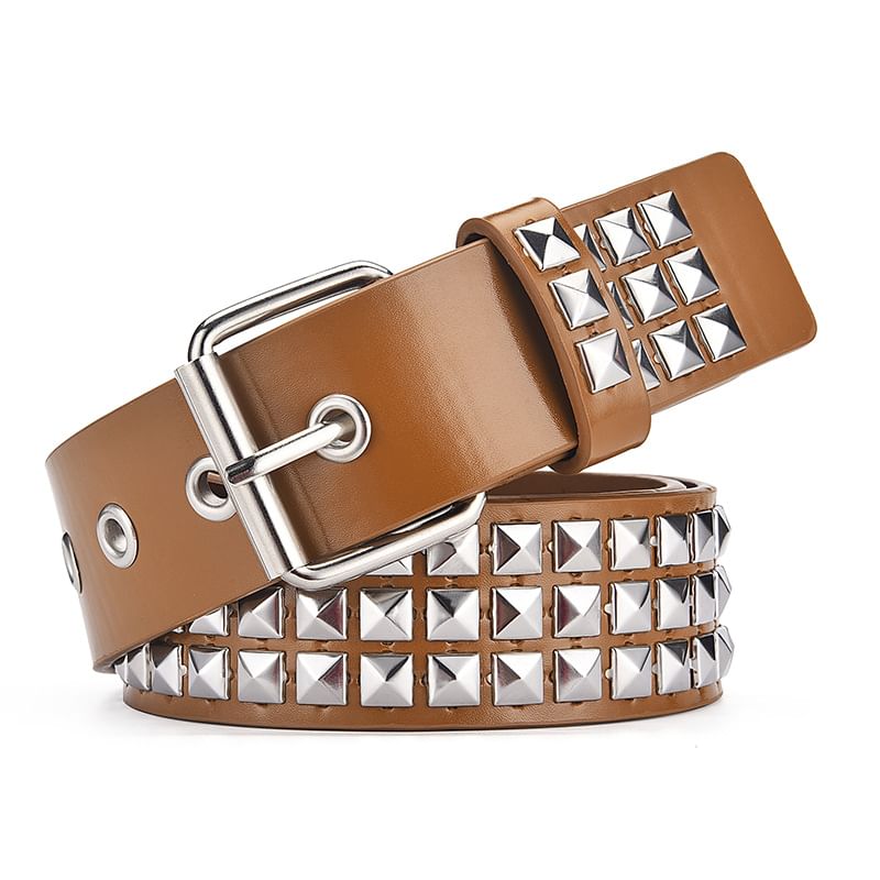 Faux Leather Studded Belt