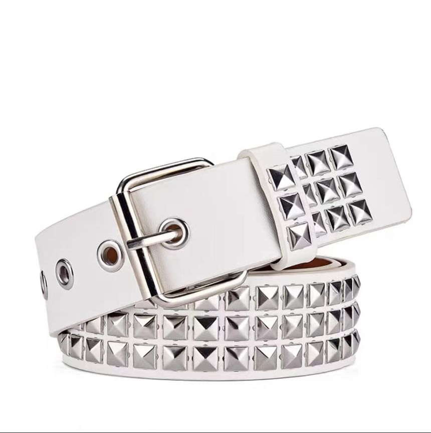 Faux Leather Studded Belt