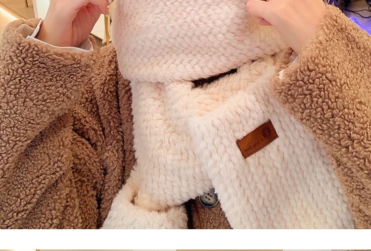 Hooded Mittens Chenille Scarf with