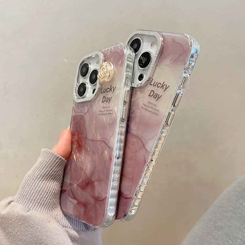 Print Floral Marble Case Phone