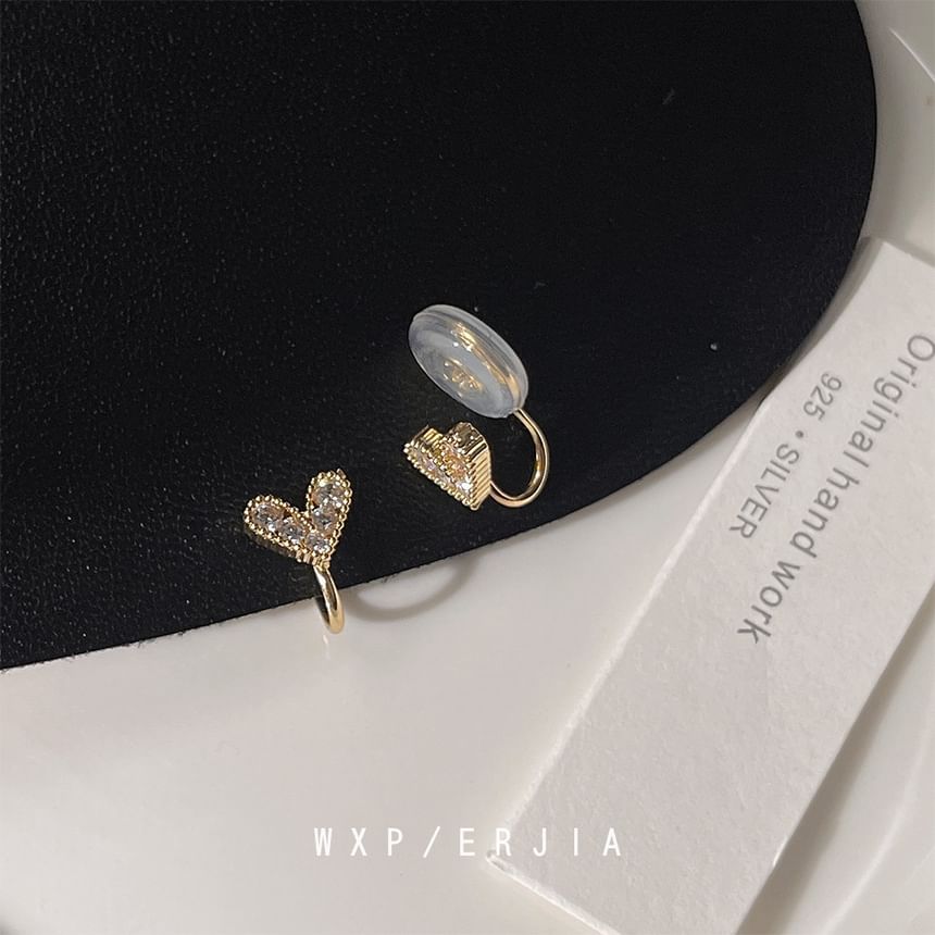 Heart Ear Alloy Cuff Rhinestone