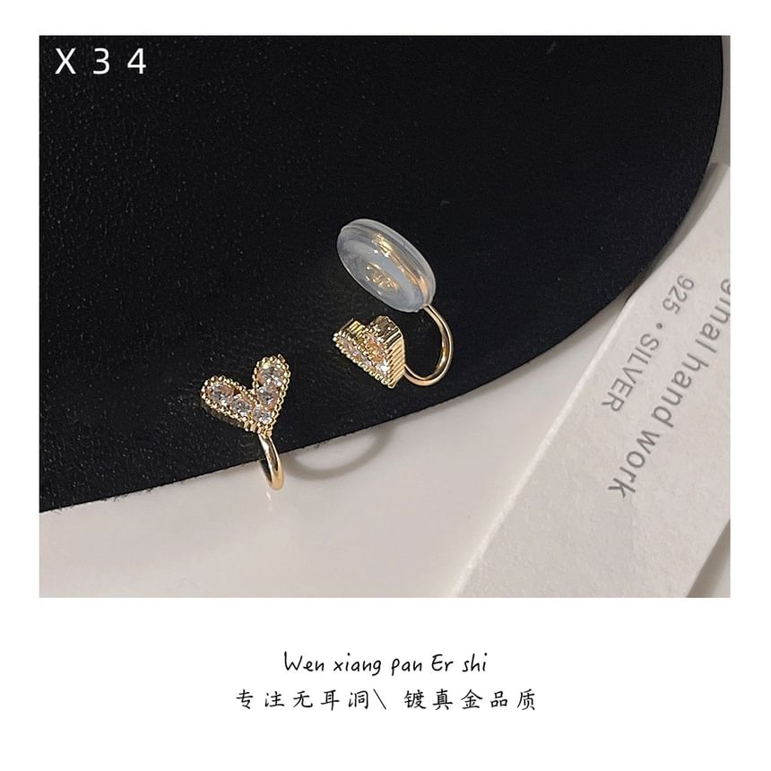 Heart Ear Alloy Cuff Rhinestone