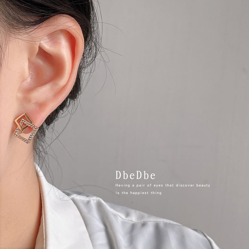 Alloy Cuff Ear Square Rhinestone