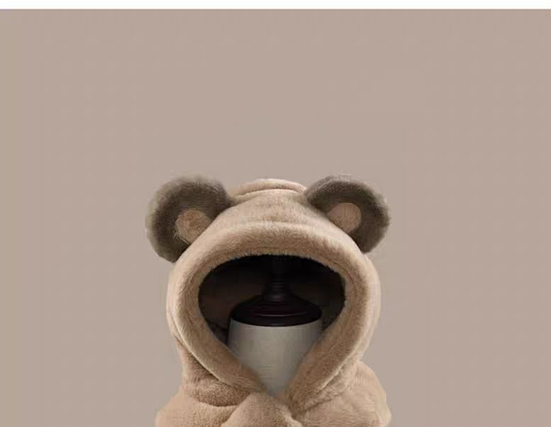 Scarfed Trapper Bear Ear Hat