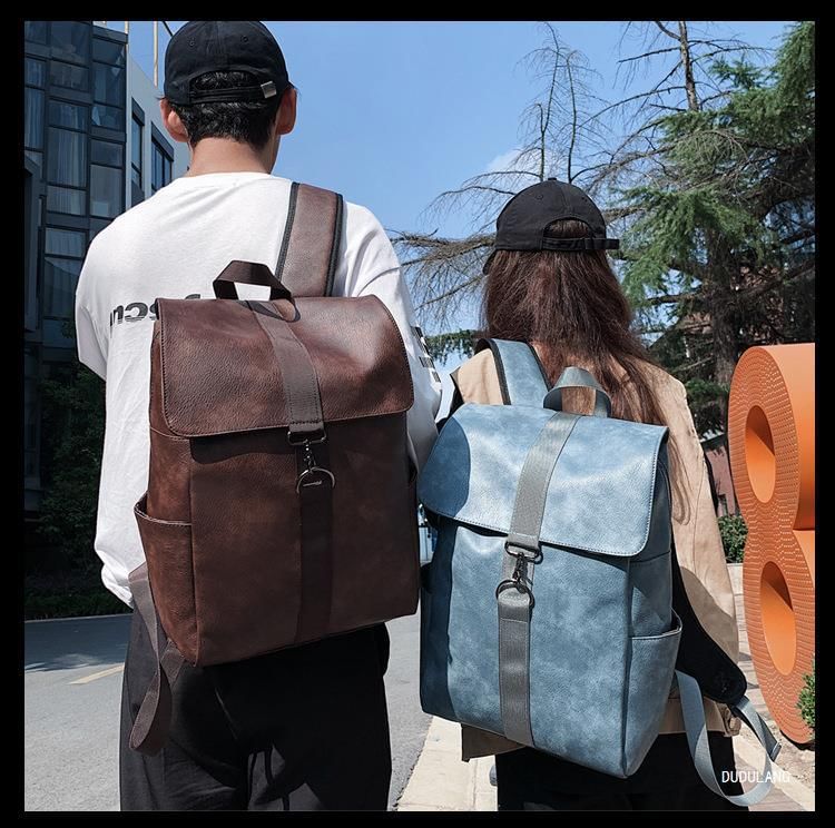 Faux Flap Backpack Leather