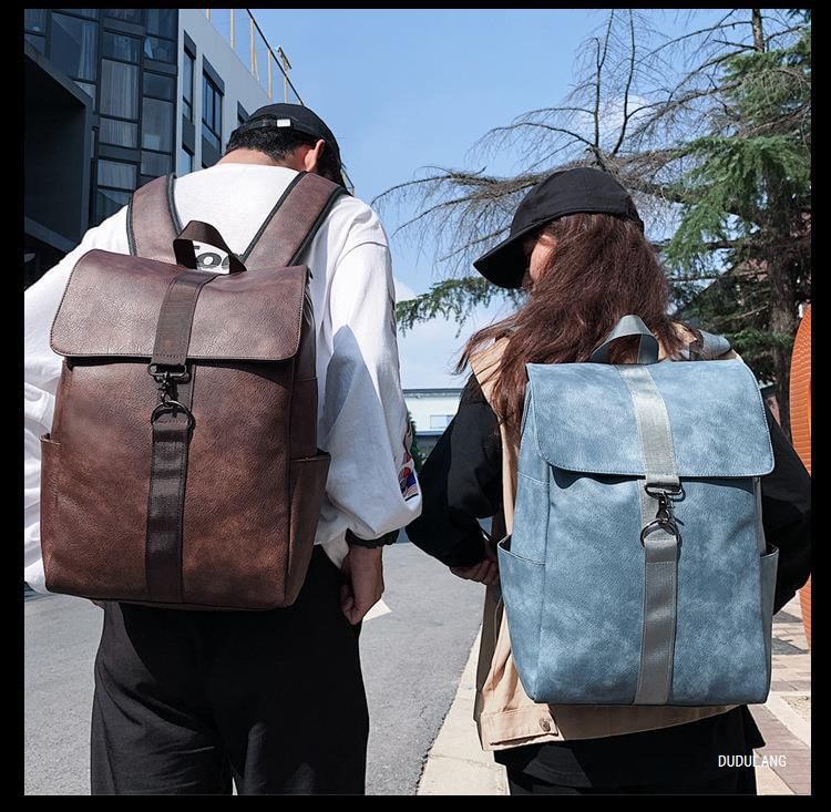 Faux Flap Backpack Leather