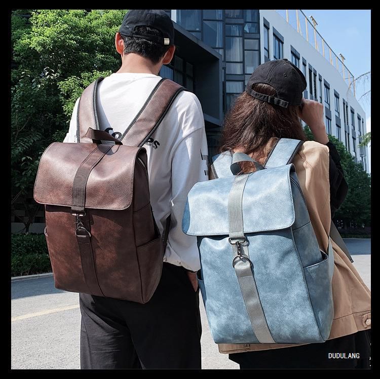 Faux Flap Backpack Leather