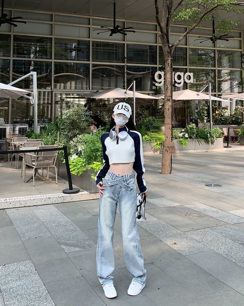 Fit Loose Mid Rise Jeans Washed