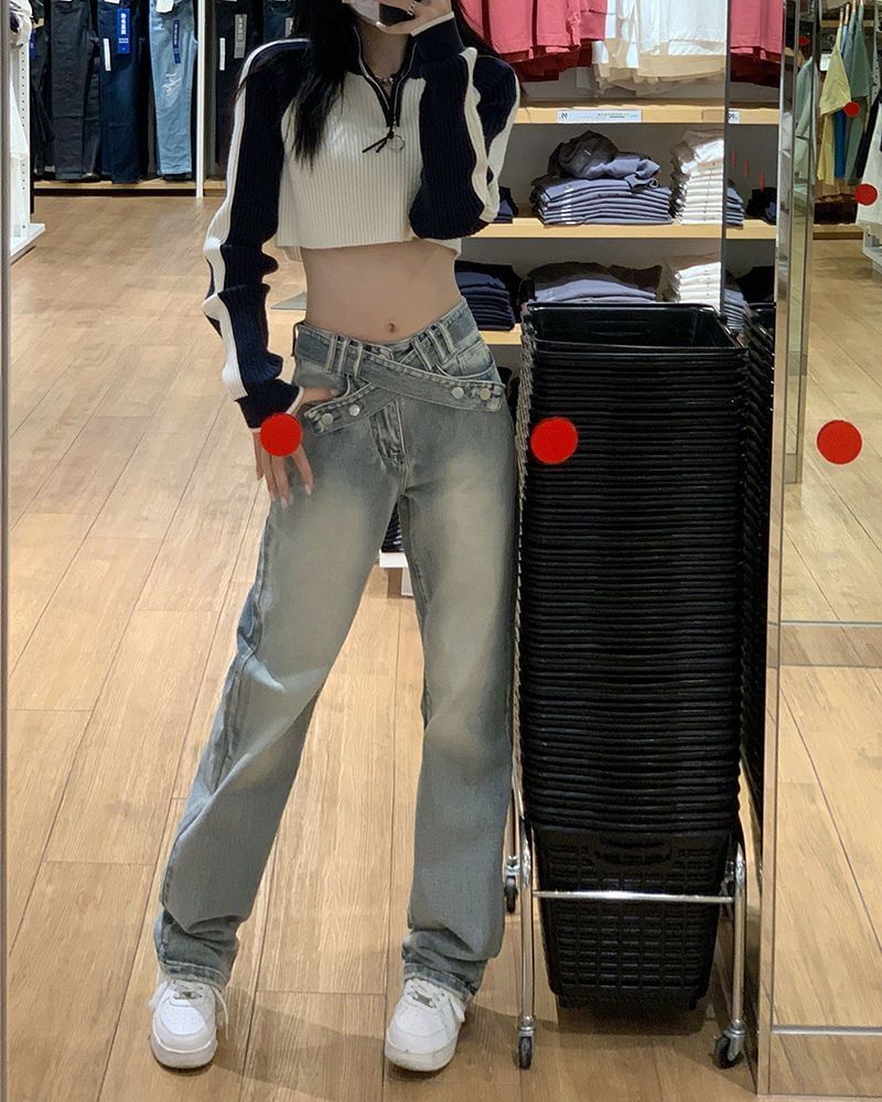 Fit Loose Mid Rise Jeans Washed