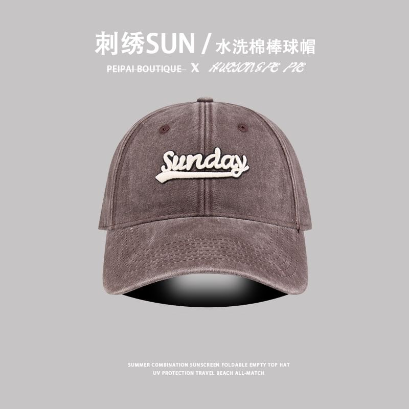 Embroidered Washed Cap Letter