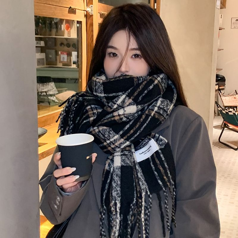 Scarf Plaid Tasseled
