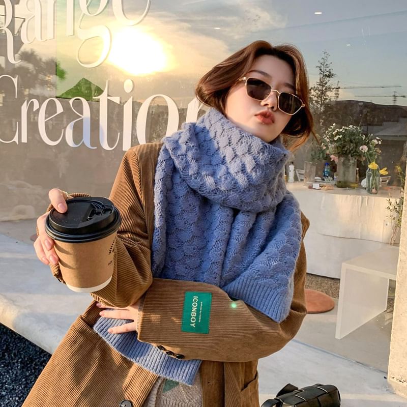 Knit Scarf Plain Pointelle