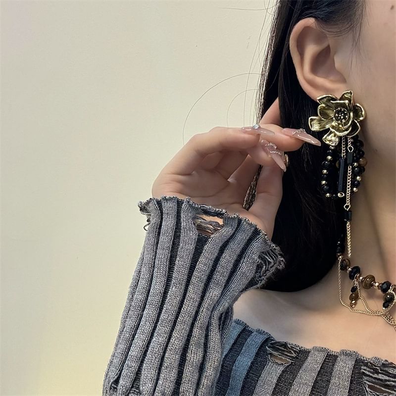 Floral Drop Beaded Earring
