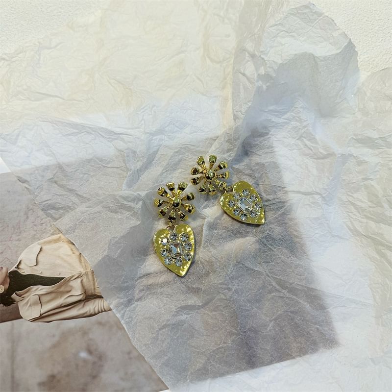 Heart Earring Rhinestone Drop
