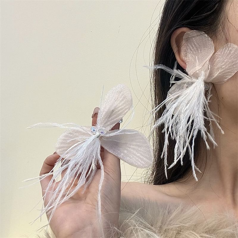 Drop Fringed Floral Earring