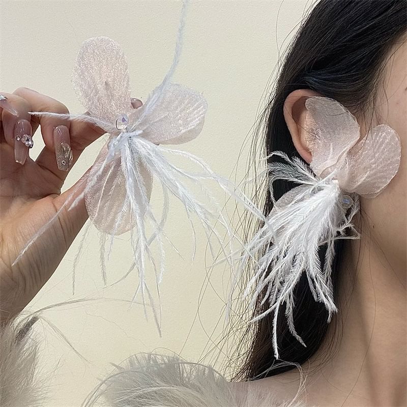Drop Fringed Floral Earring