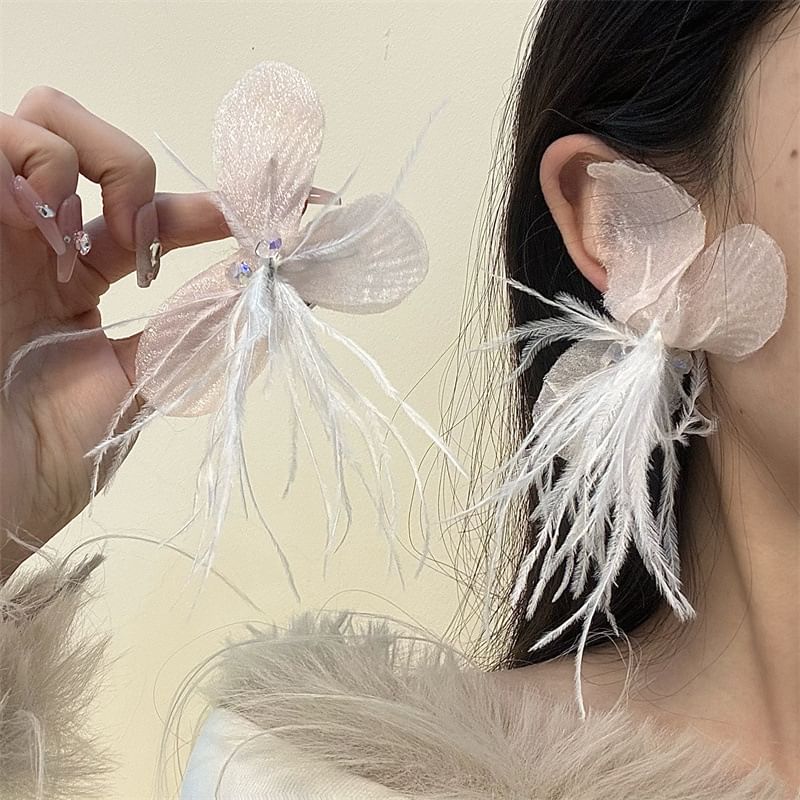 Drop Fringed Floral Earring