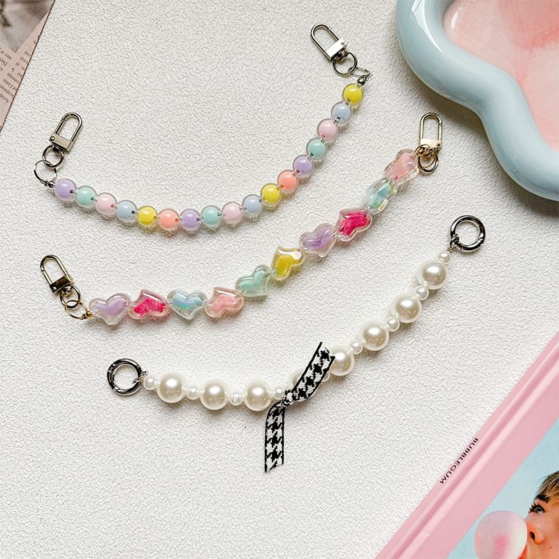 Phone Bead Pearl Strap Faux / Heart