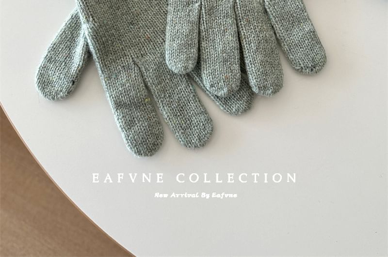 Wool Touchscreen Applique Gloves Lettering Knit