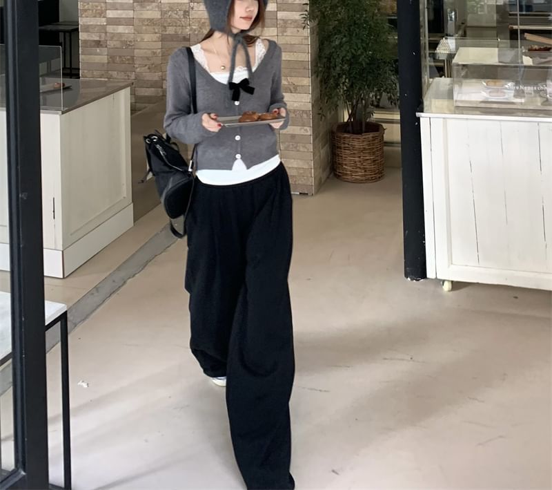 Lace-Trim Camisole with Scoop-Neck Cardigan