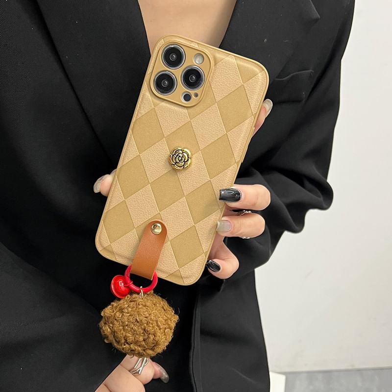 Argyle Bell Case Phone Rose Pom