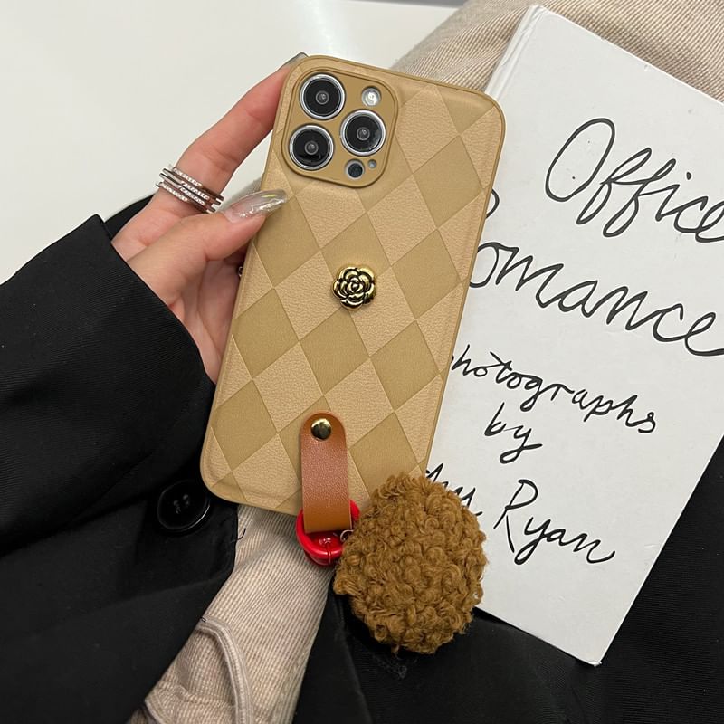 Argyle Bell Case Phone Rose Pom