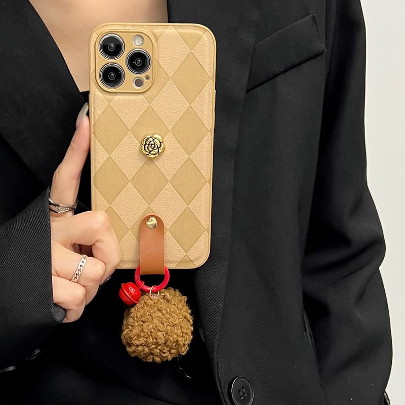 Argyle Bell Case Phone Rose Pom