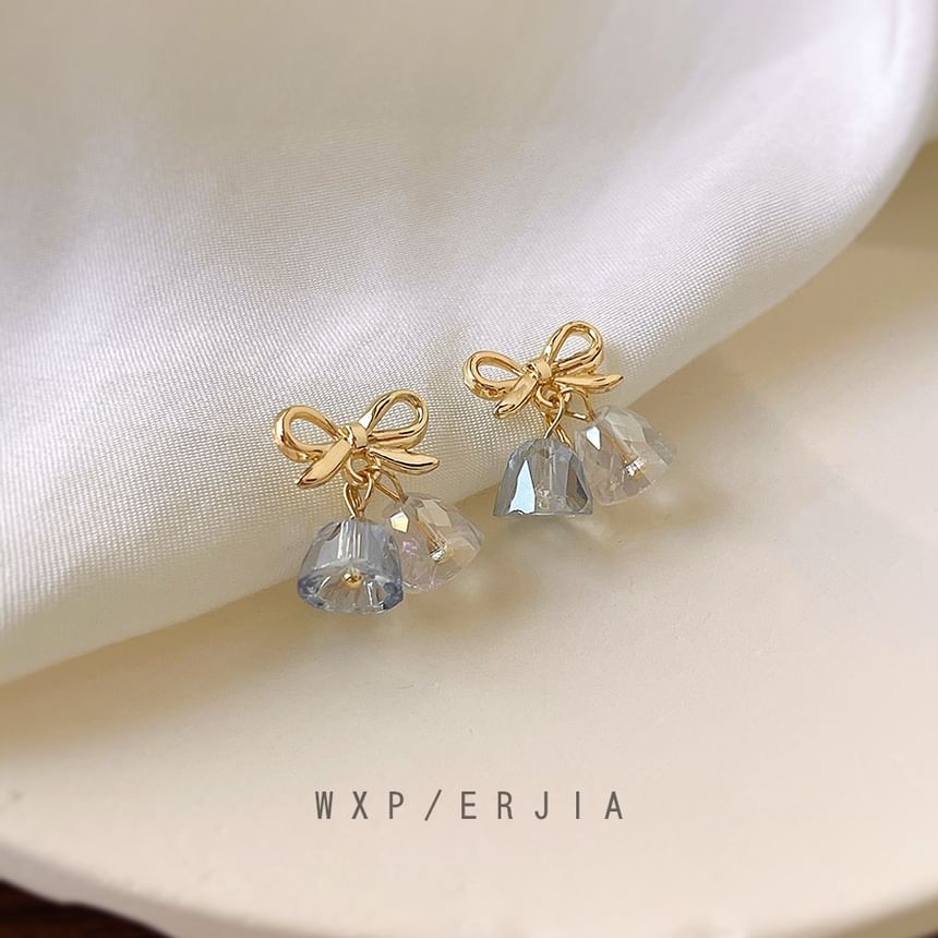 Clip-On Earring Drop Faux Crystal Bow