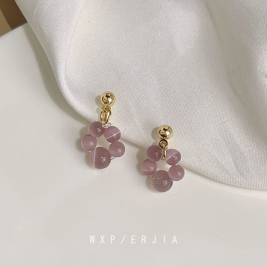 Earring Clip-On Drop Gemstone Beaded