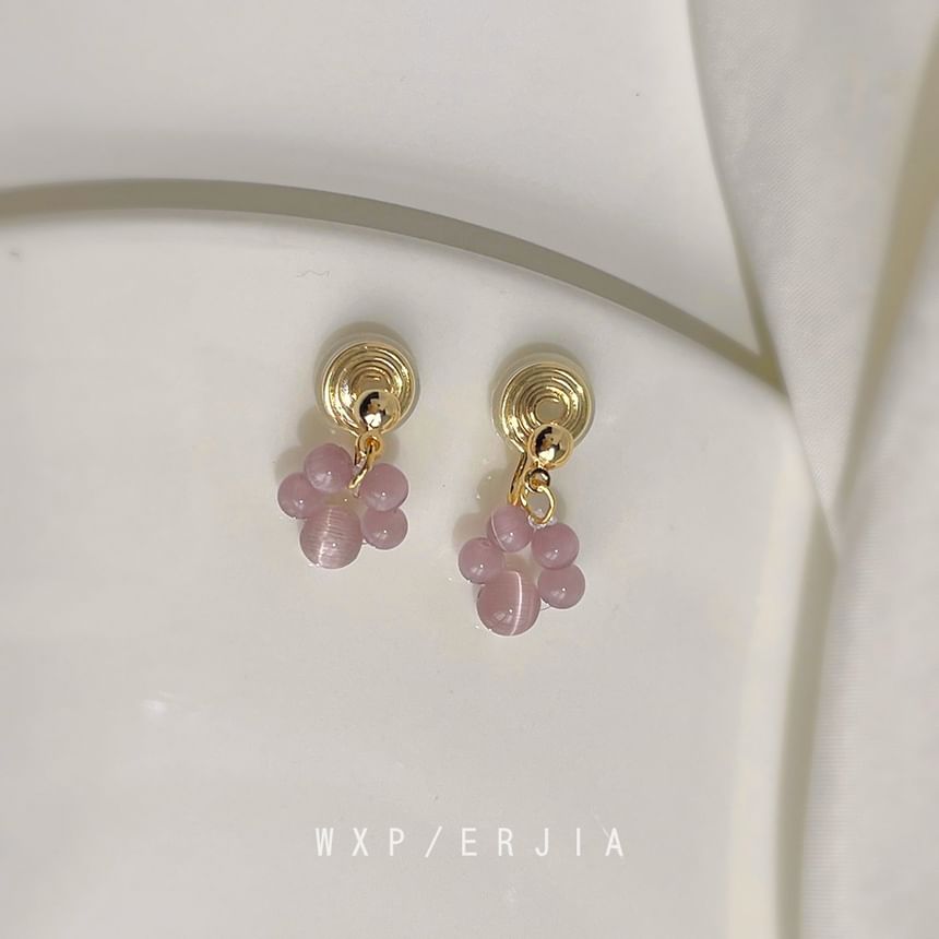 Earring Clip-On Drop Gemstone Beaded