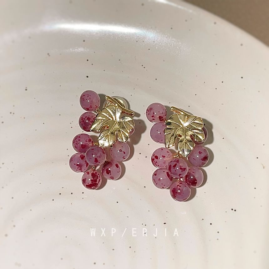 Gemstone Clip-On Grape Earring Drop