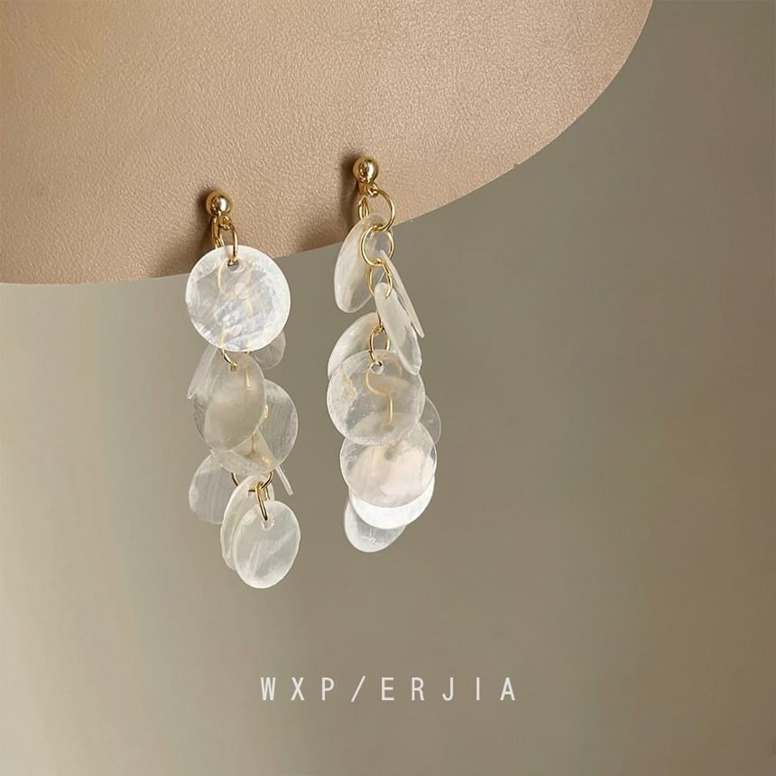 Clip-On Drop Fringed Shell Earring