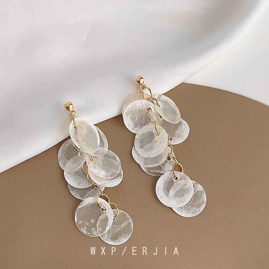 Clip-On Drop Fringed Shell Earring