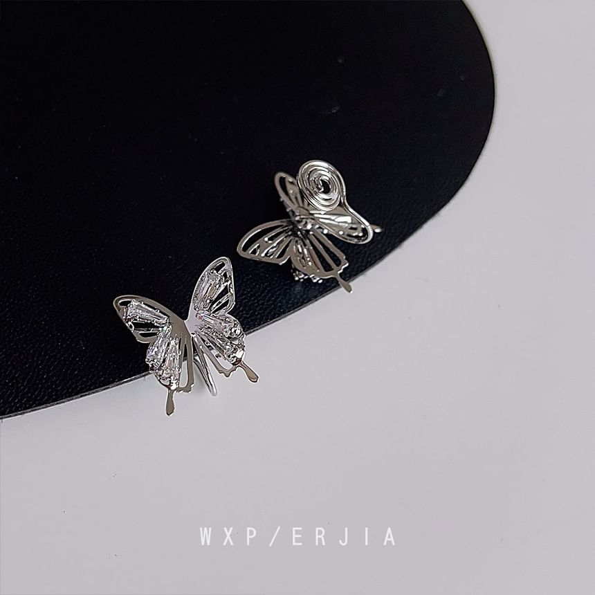 Rhinestone Butterfly Clip-On Earring