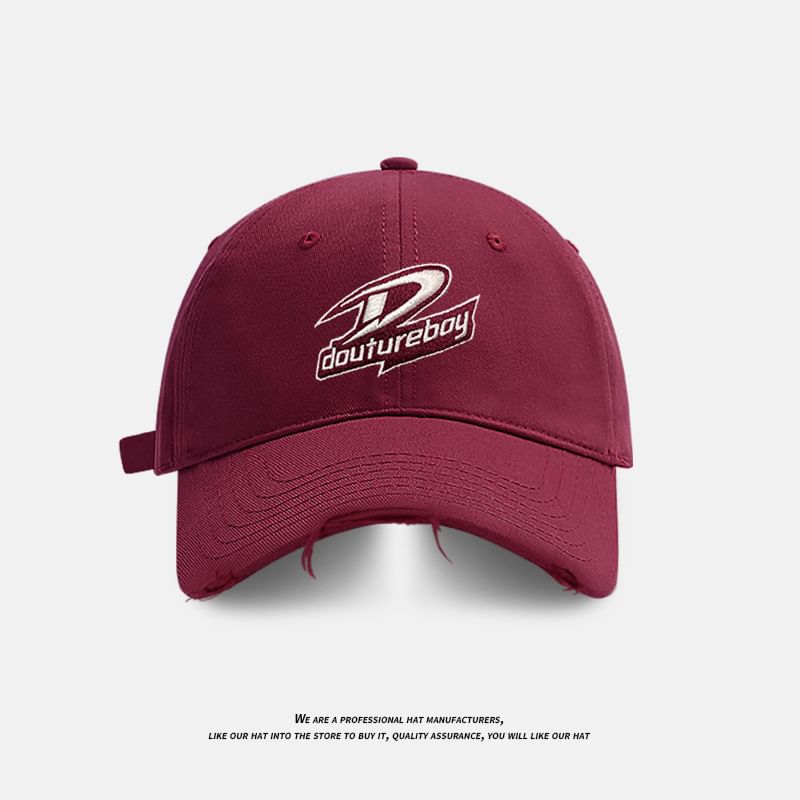 Distressed Cap Embroidered Lettering Baseball