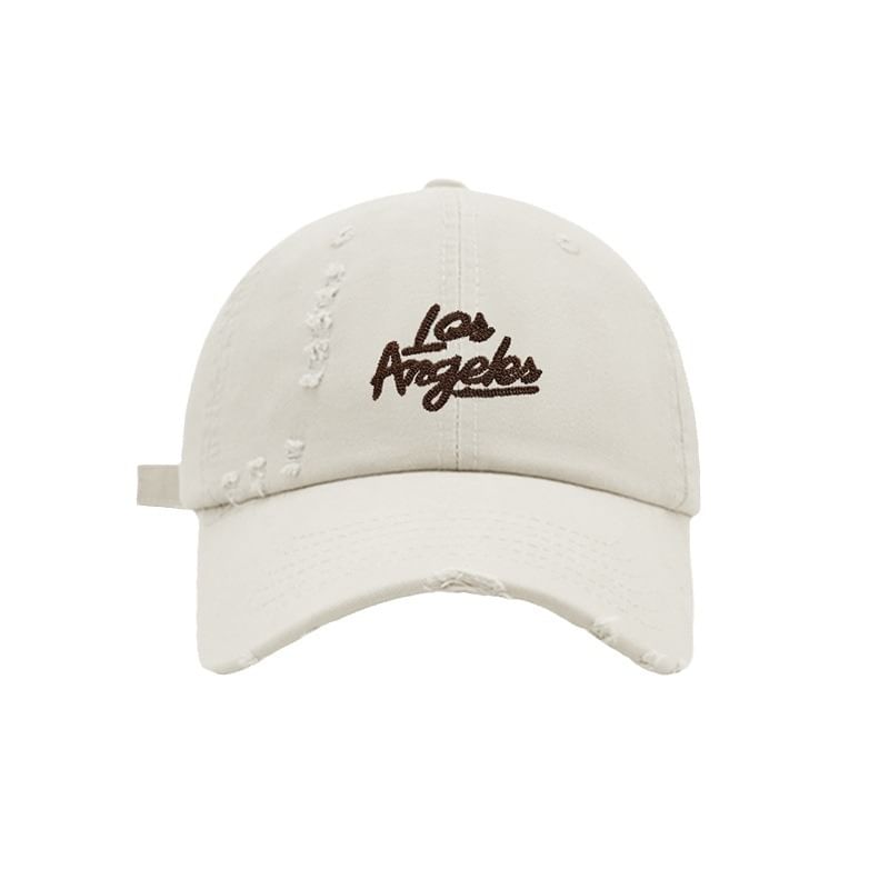 Distressed Baseball Lettering Embroidered Cap