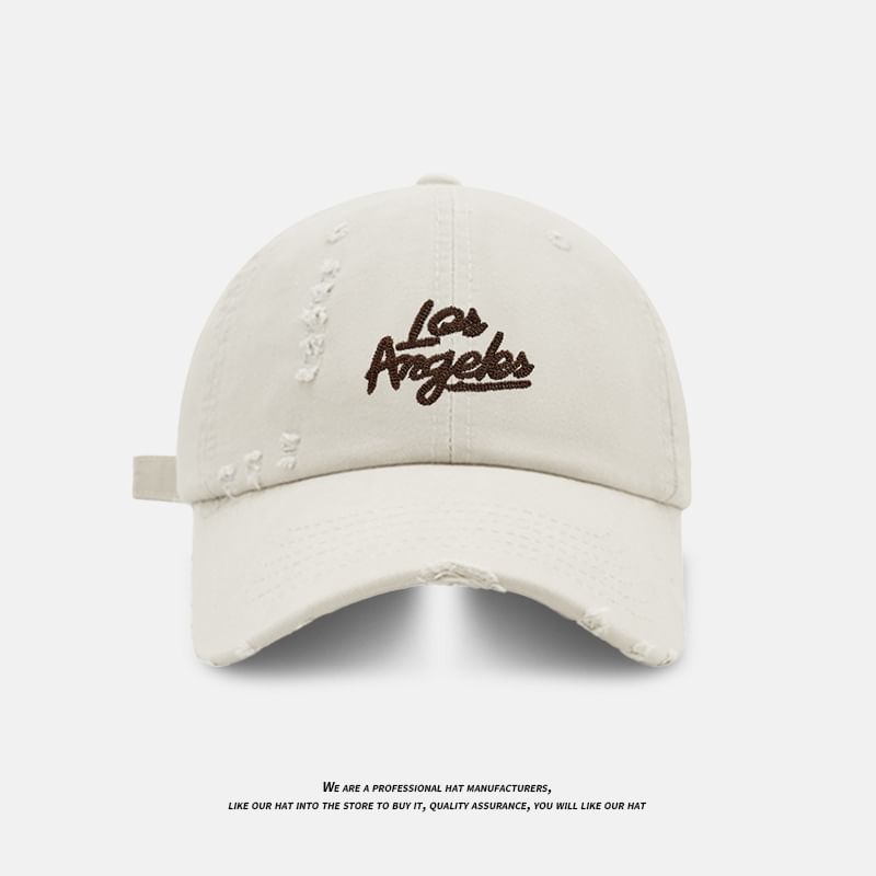 Distressed Baseball Lettering Embroidered Cap
