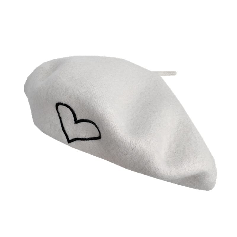 Embroidery Heart Beret