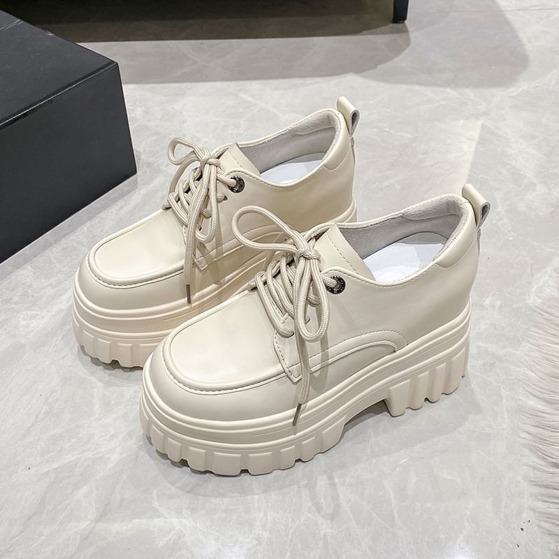 Heel Derby Platform Shoes Lace-Up Chunky