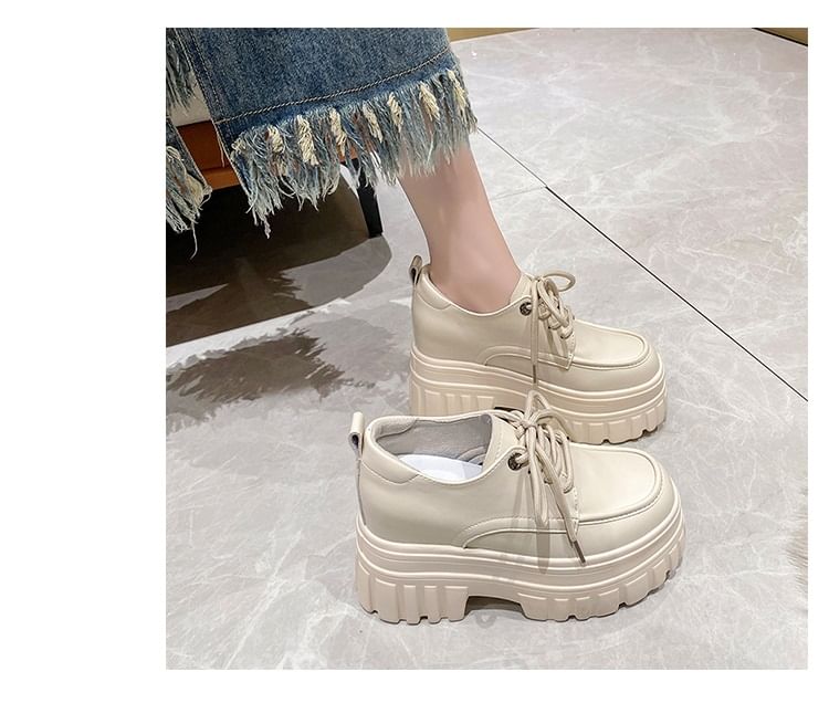 Heel Derby Platform Shoes Lace-Up Chunky