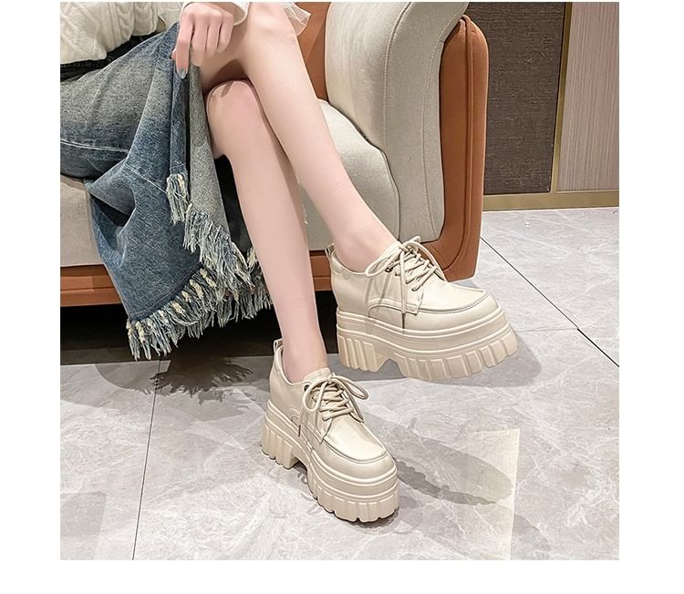 Heel Derby Platform Shoes Lace-Up Chunky