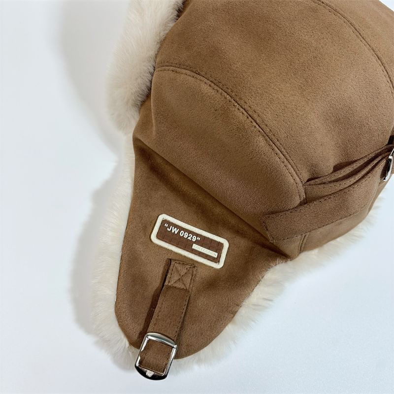 Faux Suede Trapper Fleece-Lined Hat
