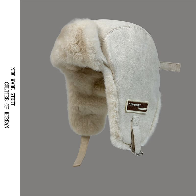 Faux Suede Trapper Fleece-Lined Hat