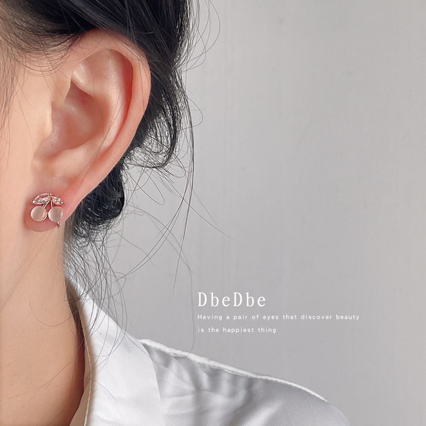 Cuff Alloy Ear Cat Faux Cherry Stone Eye Rhinestone